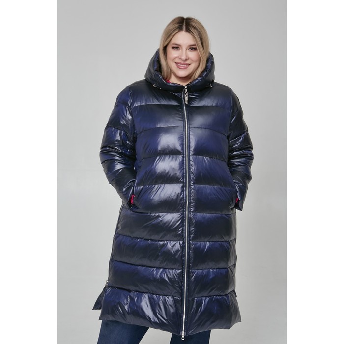 Пальто женское, размер 56, цвет тёмно-синий