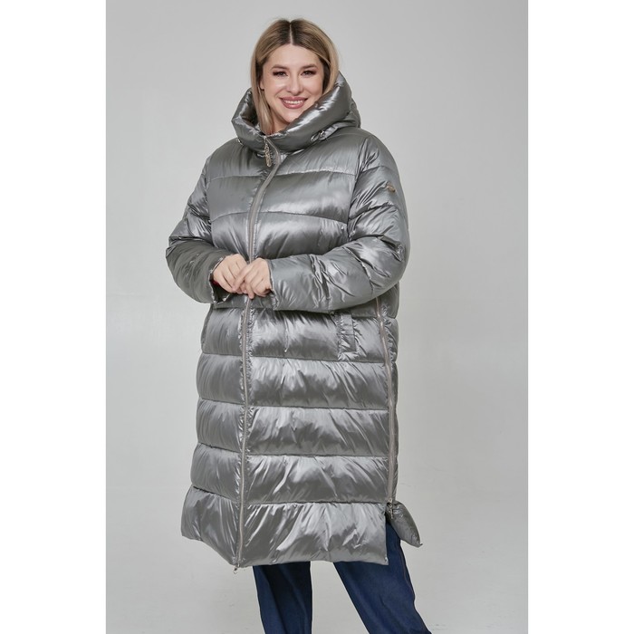 цена Пальто женское, размер 60, цвет серый