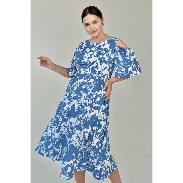 Платье женское, размер 62, цвет голубой