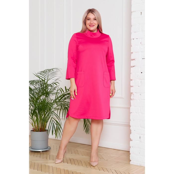 Платье женское, размер 64, цвет розовый