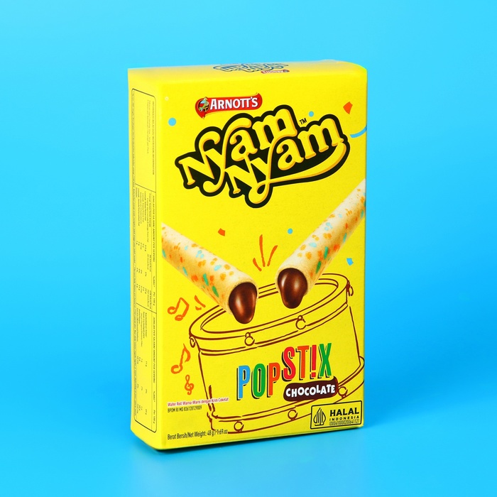 Бисквитные палочки Nyam Nyam Popstix со вкусом шоколада, 48 г печенье палочки pejoy со вкусом рома и винограда 48 г