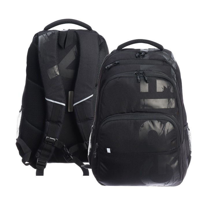 Рюкзак молодёжный 45 х 32 х 23 см, Grizzly, эргономичная спинка, чёрный рюкзак молодёжный 48 х 32 х 18 см эргономичная спинка merlin xs9233 серый