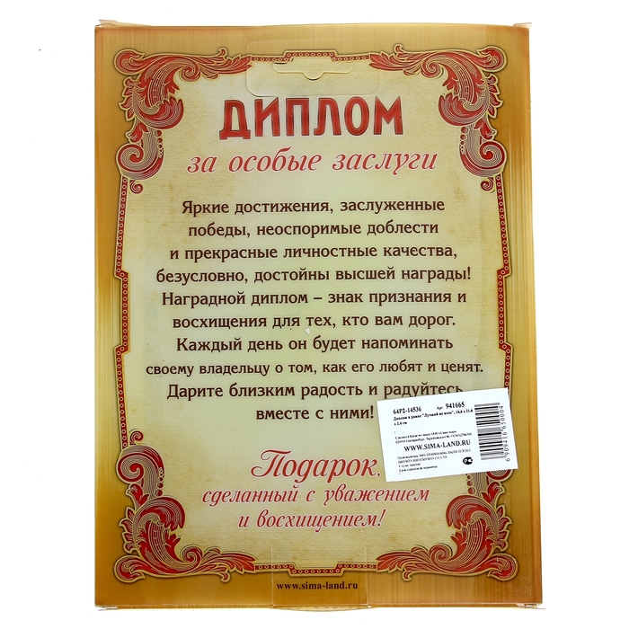 Диплом в рамке "Лучший во всем"