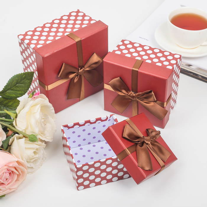 Набор коробок 3в1 "Событие", коричневый, 13 х 13 х 7,5 - 9 х 9 х 5,5 см