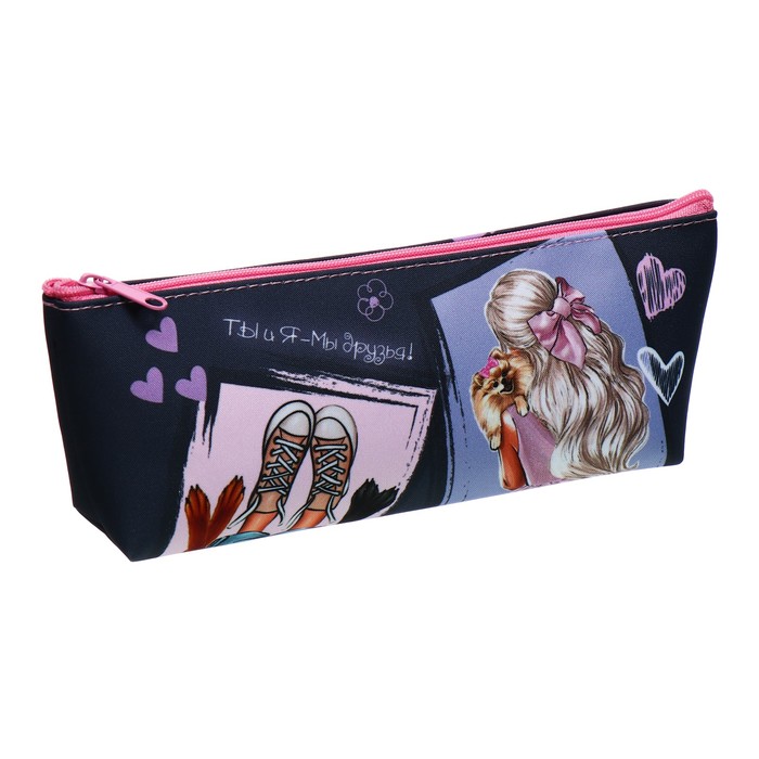 Пенал мягкий 1 отделение 80 х 190225 х 40 мм объёмный ПМО 32-20 Девочка с собачкой 131₽