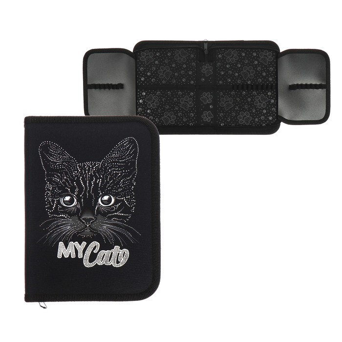 Пенал 1 секция, 140 х 200 х 40 мм, 2 откидные планки, текстильный, ПКТ 09-22-19 