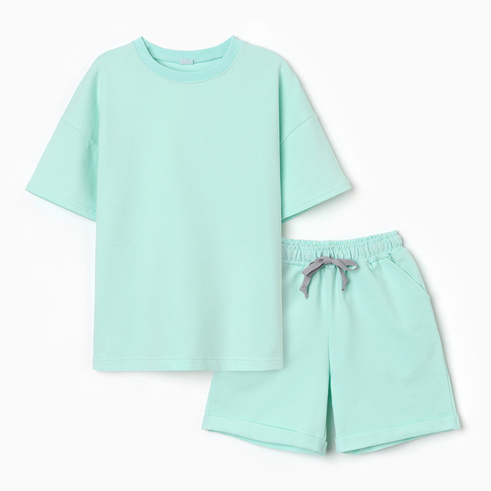Костюм детский (футболка,шорты), цвет олива, рост 104