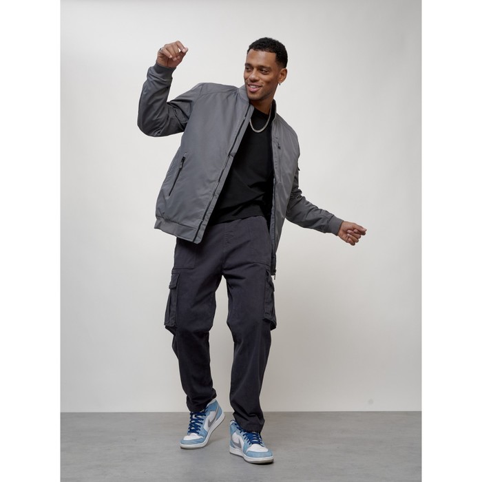 

Бомбер мужской, размер 58, цвет серый