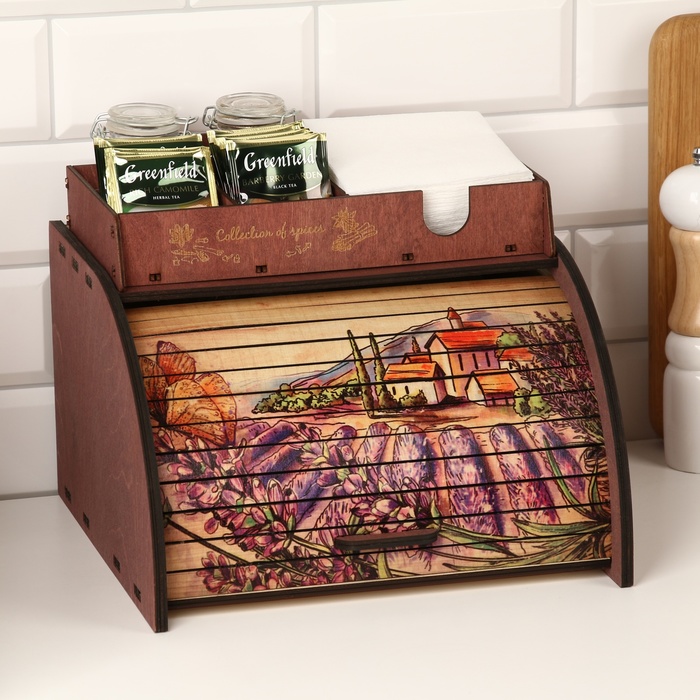 Хлебница деревянная с подставкой под специи Лаванда 296 х 296 х 237см венге 1535₽