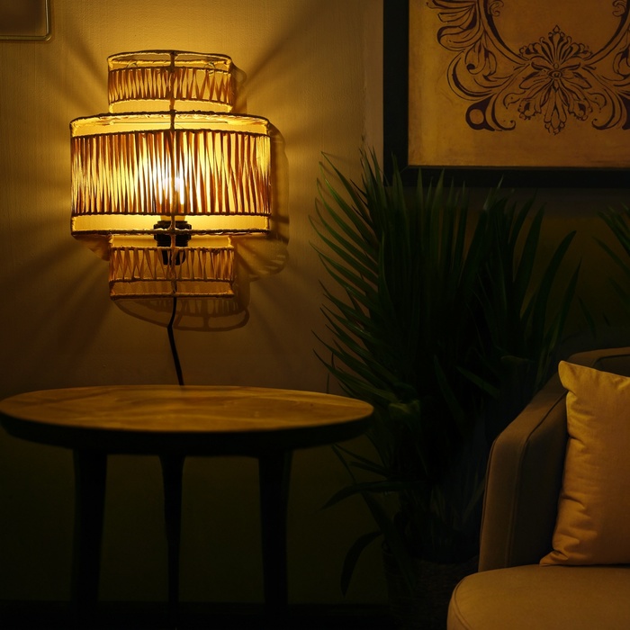 

Светильник настенный из ротанга "Корона" 1х120Вт, Е27, 25х15х30 см