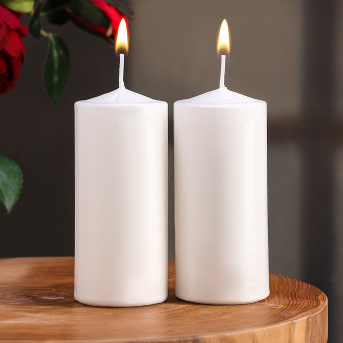 Набор свечей цилиндров, 5х12 см, 2 шт, белая набор свечей цилиндров 4х5см набор 3 шт белая