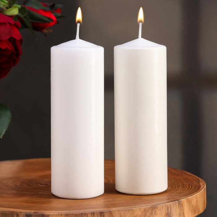 Набор свечей цилиндров, 5х15 см, 2 шт, белая набор свечей цилиндров 4х5см набор 3 шт белая
