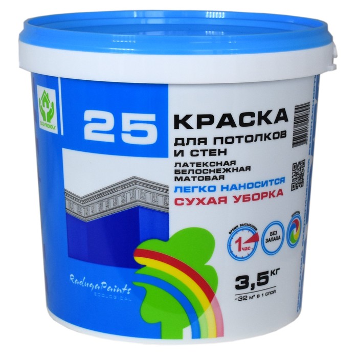 

Краска латексная сухая уборка "Радуга 25" 3,5 кг