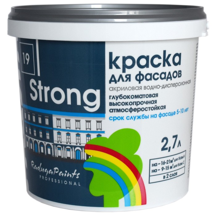 

Краска для фасадов акриловая "Strong" база А 2,7 л