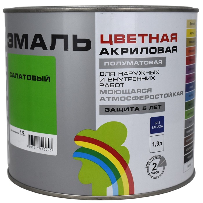 

Эмаль акриловая полуматовая 220 "COLORS" салатовый 1,9 л