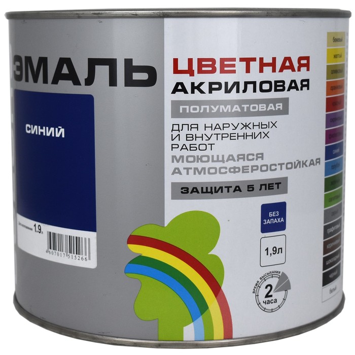 

Эмаль акриловая полуматовая 220 "COLORS" синий 1,9 л