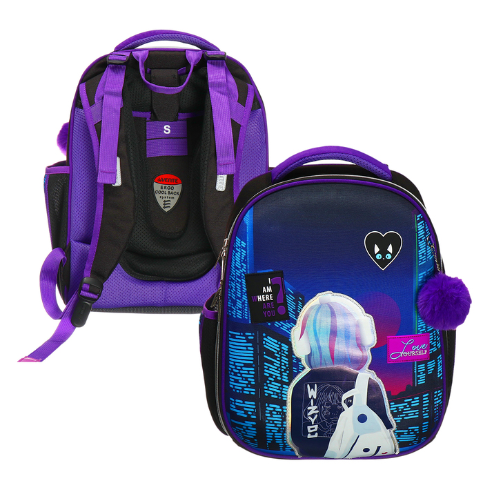 

Рюкзак каркасный 38 х 28 х 16, deVENTE Choice 17L, City Girl, черный/фиолетовый 7033413