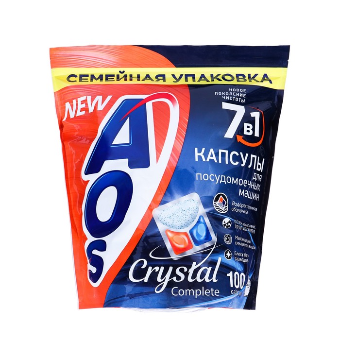 Капсулы для посудомоечных машин AOS Crystal Complete 100 шт 1198₽