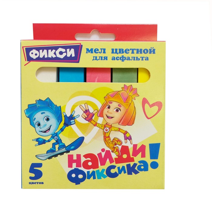 Мел цветной «Фиксики. JUMBO», 5 шт. мел centrum фиксики 5 цветов