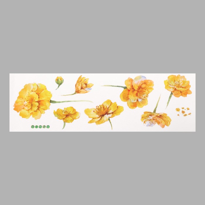 Наклейка пластик интерьерная цветная Желтые цветы 30х90 см