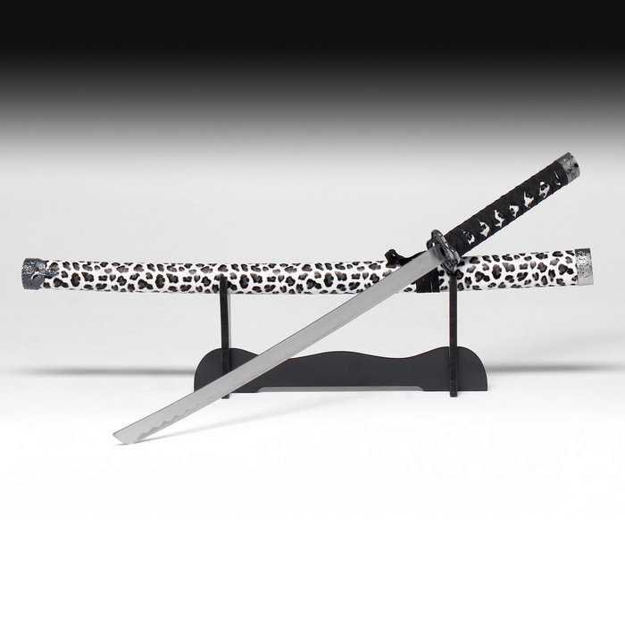 Сувенирное оружие «Катана на подставке» ножны под леопарда, светлый 89см