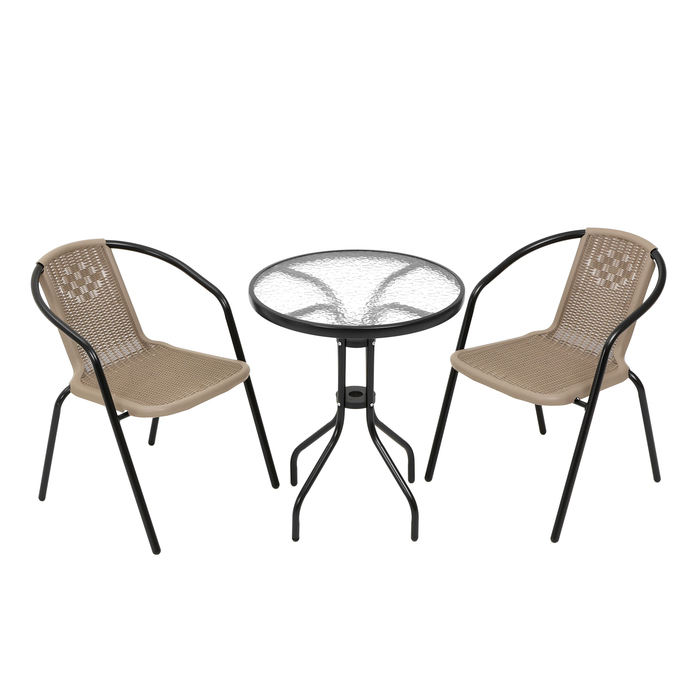 Набор садовой мебели: стол, 2 стула, бежевый комплект садовой мебели металлический ots 001r зеленый 2 стула и стол