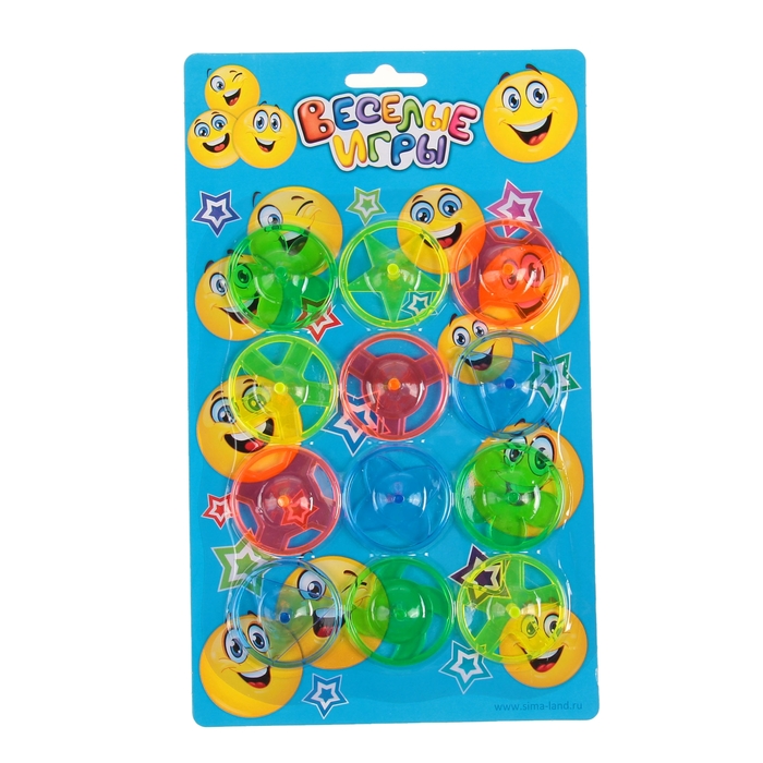 Волчок "Смайлики", набор 12 шт., цвета МИКС