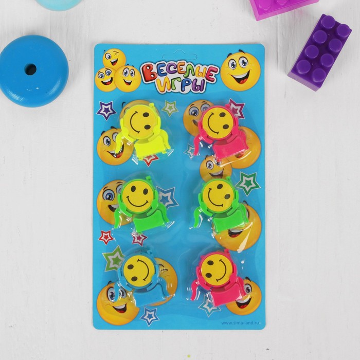 Набор стрелялок "Веселые смайлики", (6 шт) цвета МИКС