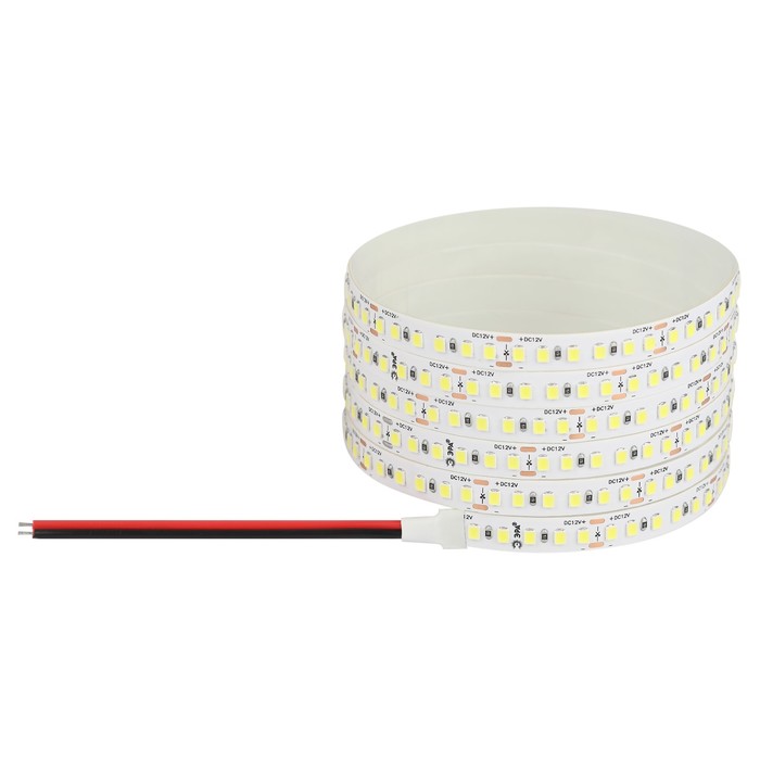 

Светодиодная лента Эра, 5 м, IP20, SMD2835, 180 LED/м, 14,4 Вт/м, 12 В, свечение тёплое белое