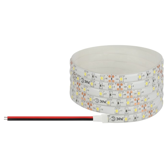 

Светодиодная лента Эра, 5 м, IP65, SMD2835, 60 LED/м, 4,8 Вт/м, 12 В, свечение тёплое белое