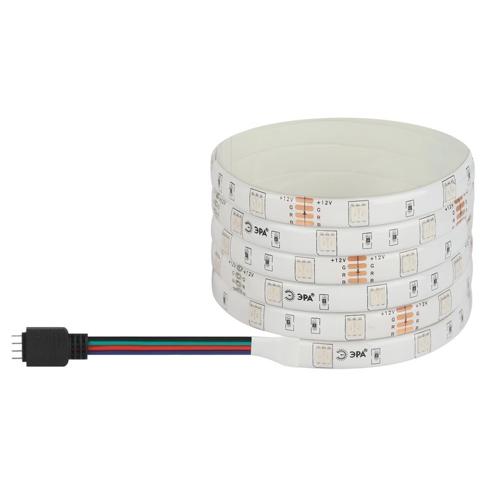 

Светодиодная лента Эра, 5 м, IP65, SMD5050, 30 LED/м, 7,2 Вт/м, 12 В, свечение RGB