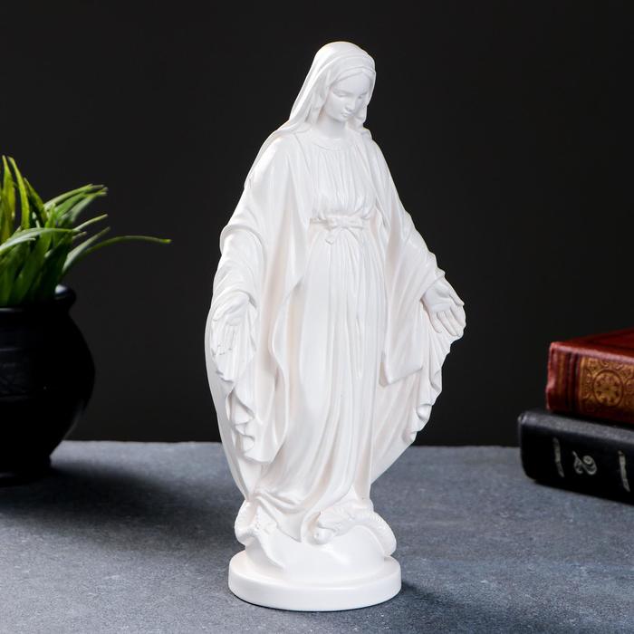 Фигура Дева Мария белая 23см статуэтка дева мария с младенцем 22х8см белая мраморная крошка