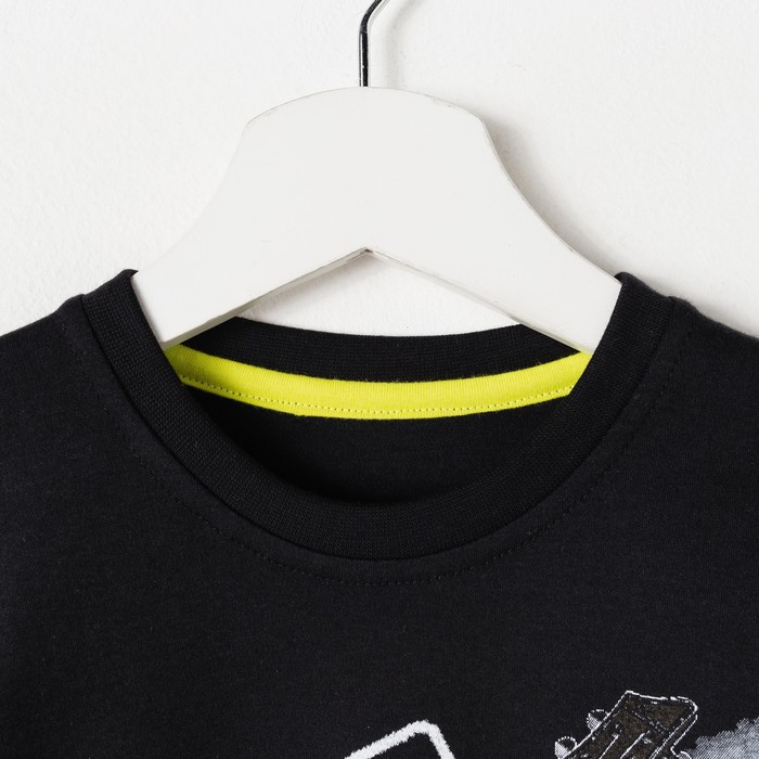 Кофточка с длинным рукавом для мальчика "Звуки музыки", рост 122 (62), цвет чёрный, принт микс