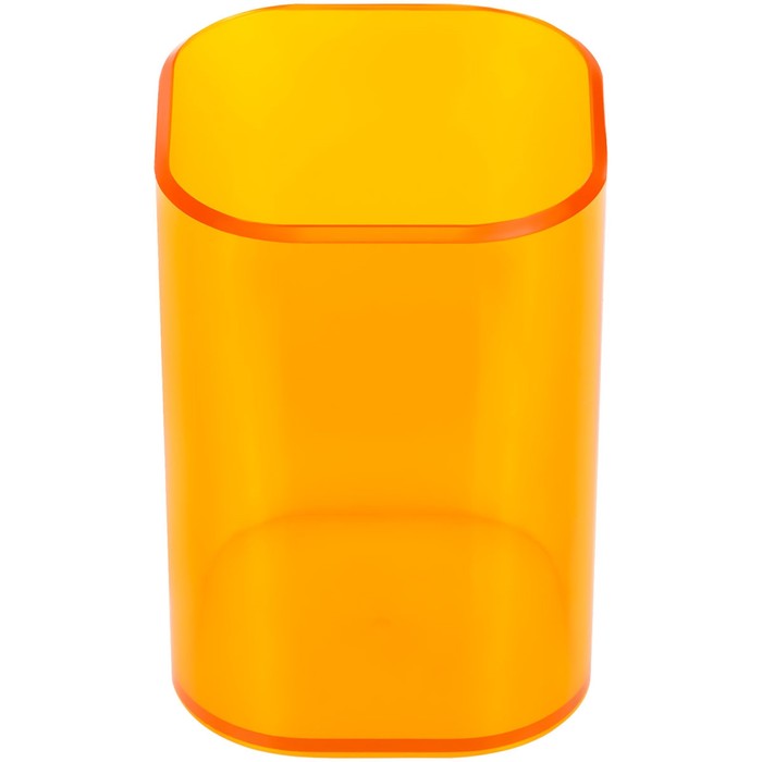 Подставка-стакан для канцелярии СТАММ Фаворит, пластик, квадратная, оранжевая