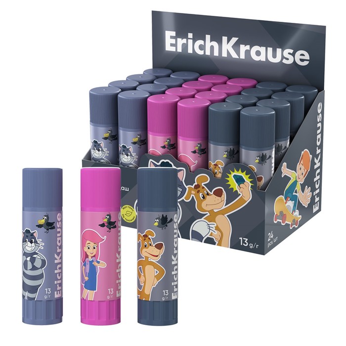 Клей-карандаш 13г ErichKrause EasyStick Простоквашино PVP экономичный расход микс 74₽