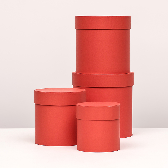 Набор шляпных коробок 4 в 1 Красный, 20 × 20 ‒13 × 13 см