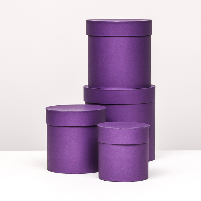 Набор шляпных коробок 4 в 1 Фиолетовый, 20 × 20 ‒13 × 13 см