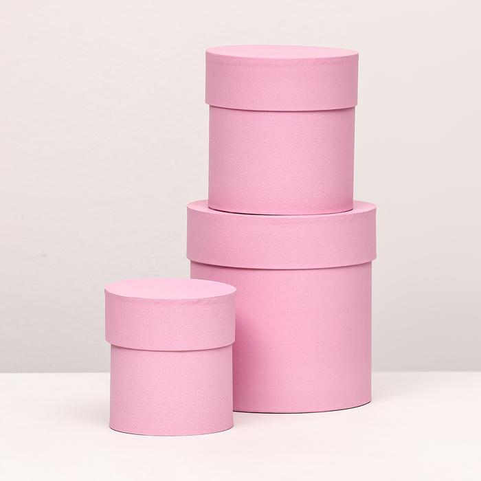 Набор шляпных коробок  3 в 1 Розовый, 15 х 15  - 13 х 13 см