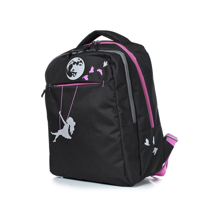 Рюкзак школьный, синтетическая ткань, 270x360x115 см, ЧЕРНЫЙ цена