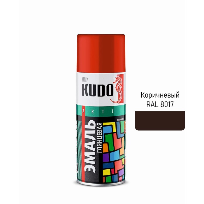 Аэрозольная краска эмаль KUDO универсальная коричневая RAL 8017, 520 мл эмаль аэрозольная kudo arte коричневая глянцевая ral 8017 520 мл