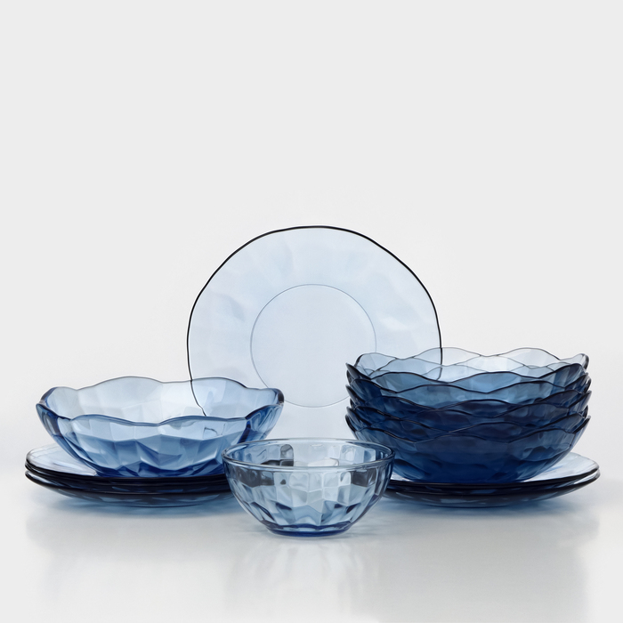 Набор стеклянной посуды FANCY DIAMOND, 14 предметов фото