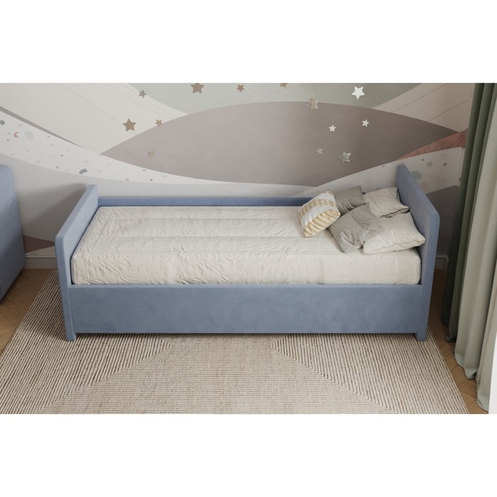 Кровать «Кальвет» без ПМ, 80×210 см, с бортиком, велюр, цвет velutto 12
