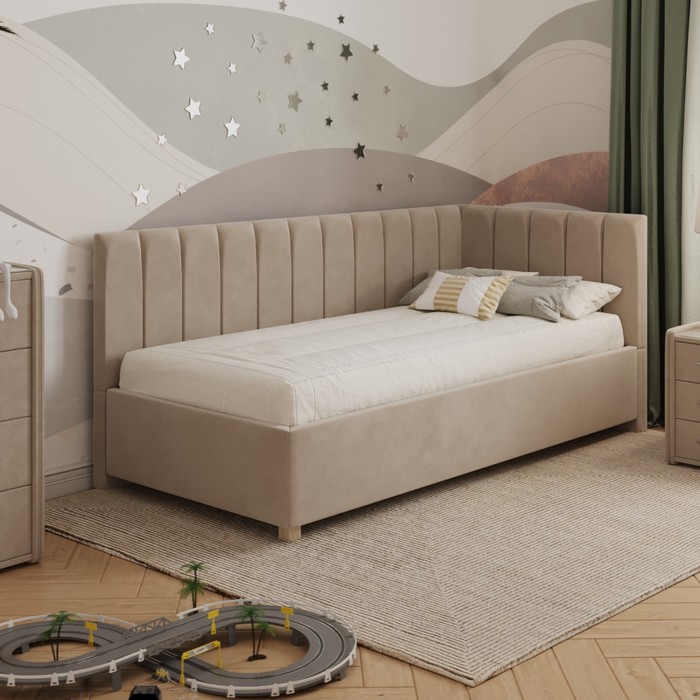 Кровать «Помпиду» без ПМ, 100×210 см, премиум велюр, цвет песчаный бриз кровать помпиду без пм 100×210 см премиум велюр цвет песчаный бриз