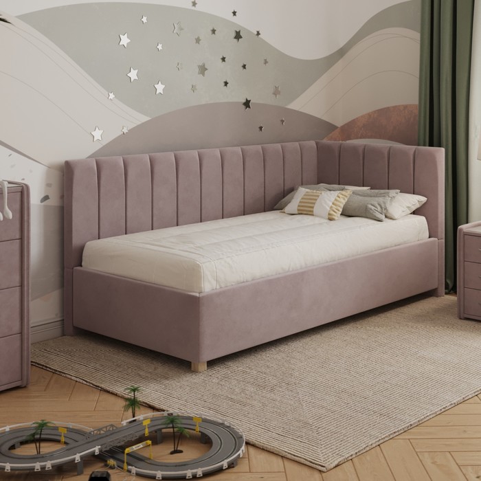 Кровать «Помпиду» с ПМ, 90×190 см, премиум велюр, цвет пыльная роза кровать помпиду с пм 110×200 см премиум велюр цвет пыльная роза