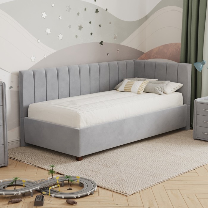 Кровать «Помпиду» без ПМ, 100×210 см, премиум велюр, цвет звездная пыль 27697