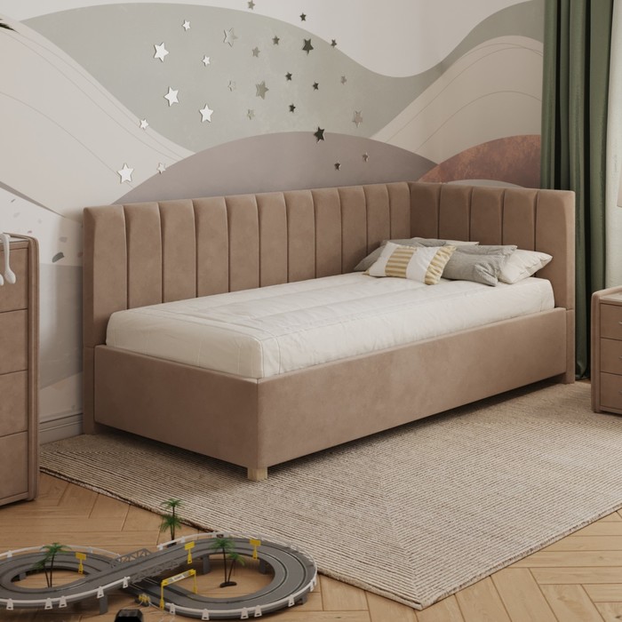 Кровать «Помпиду» без ПМ, 100×210 см, премиум велюр, цвет пески касабланки 27697