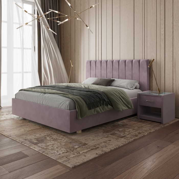Кровать «Алькасар» без ПМ, 140×200 см, премиум велюр, цвет бутоны вишни кровать алькасар без пм 200×210 см премиум велюр цвет бутоны вишни