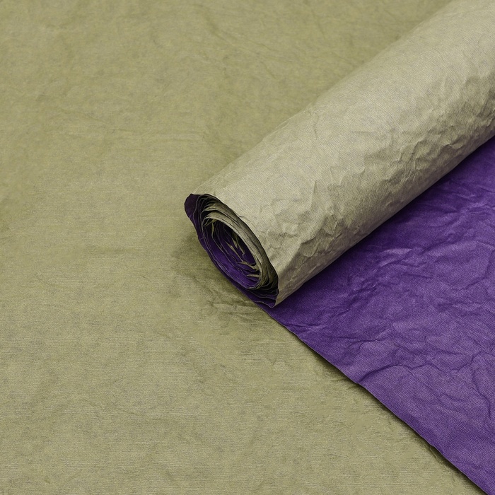 Бумага упаковочная Эколюкс двухцветная, хаки - фиолетовый, 0,67 x 5 м