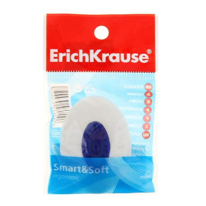 Ластик SMART&SOFT MINI с центровкой, овальный, средней жесткости, из гипоаллергенного материала термопластичной резины (TPR) с пониженным образованием крошек (Dust free)