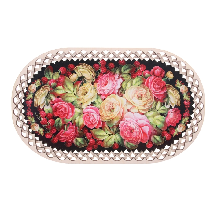 Поднос «Пионы и малина», 22×37 см
